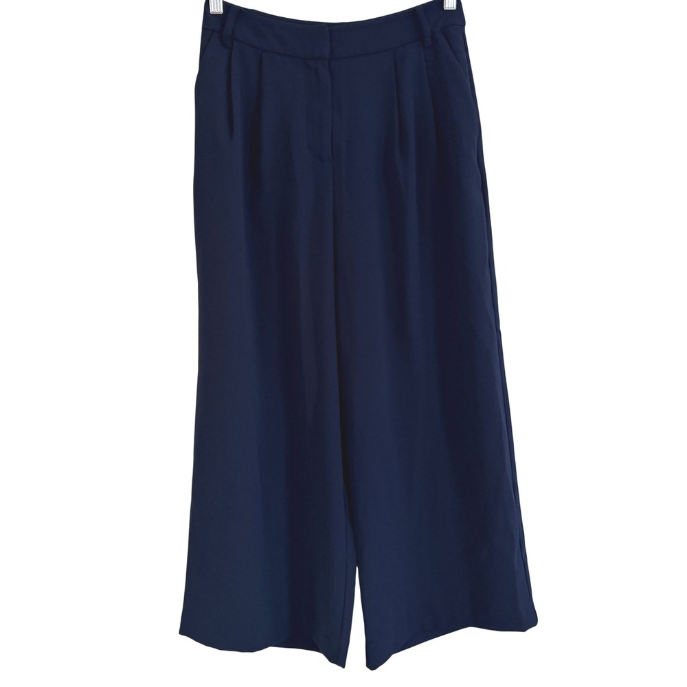 Whistles Wide Leg Trousers Pants Women Size 2 Navy Blue Workwear Career